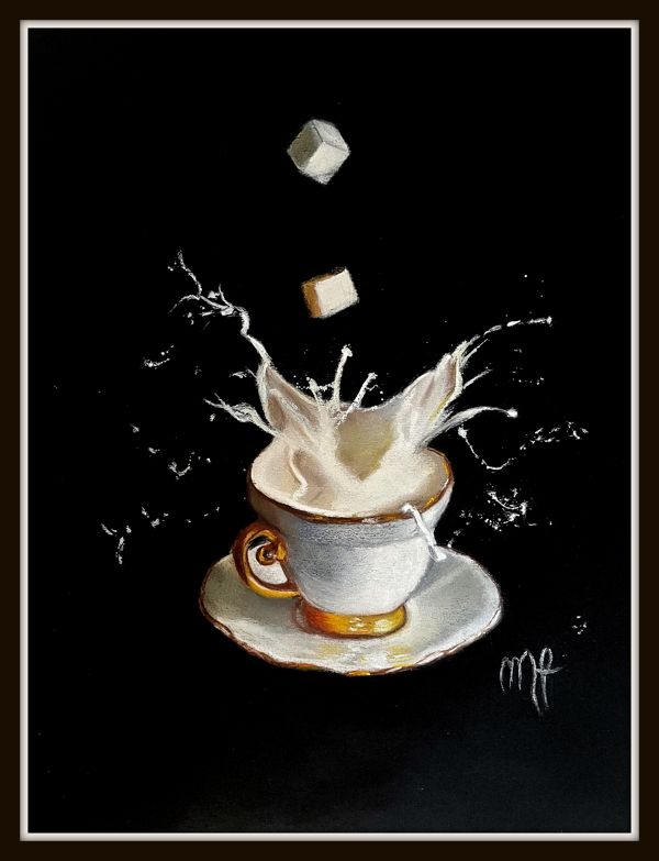 pastel d'une tasse de cappucino