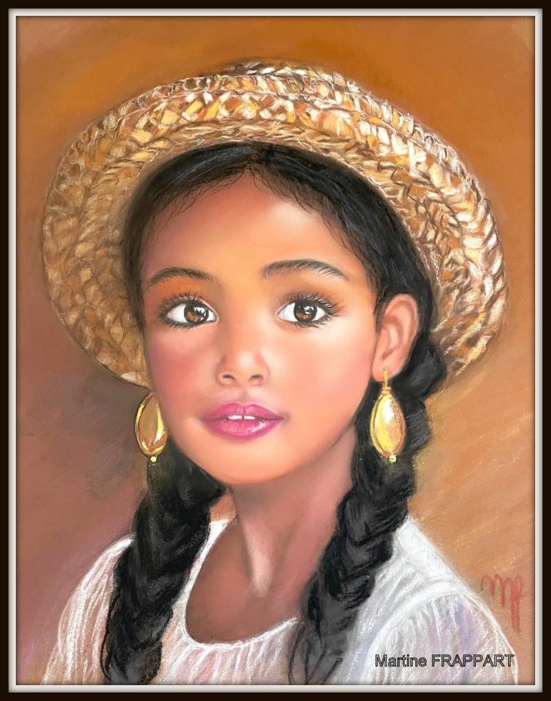 pastel portrait d'une petite fille