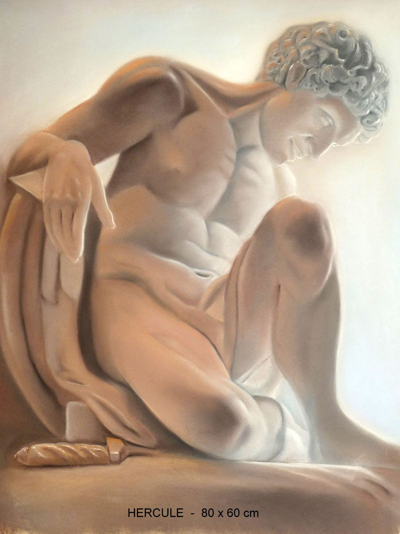 pastel d'une Statue d'hercule