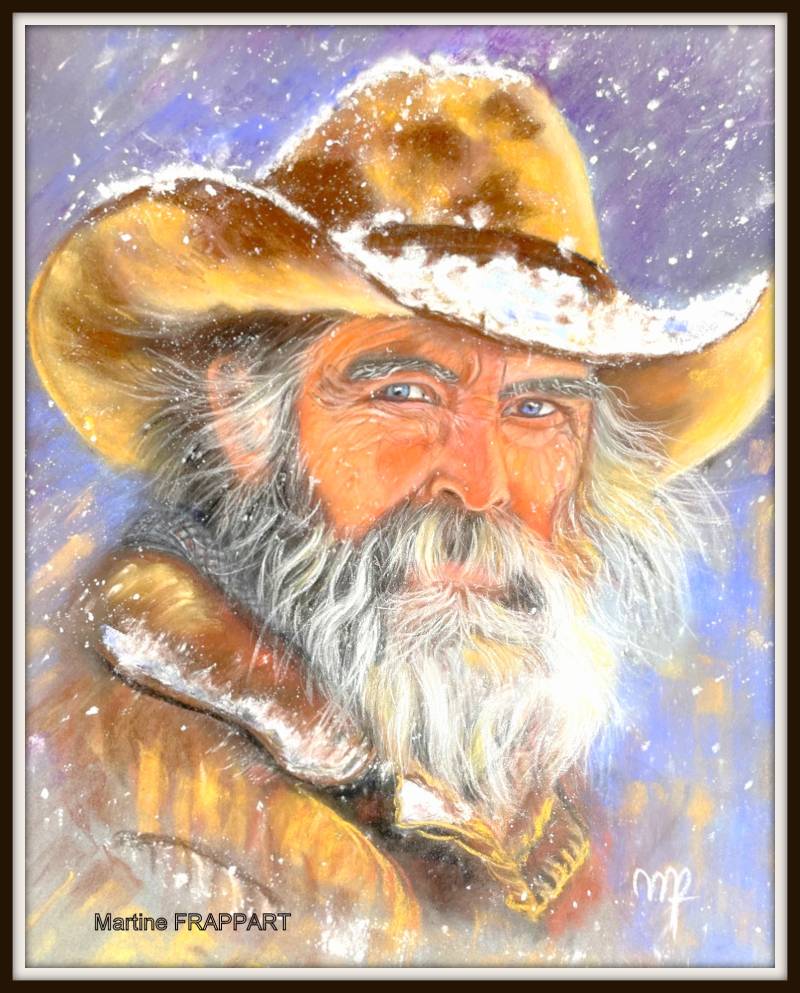 pastel portrait d'un homme baroudeur