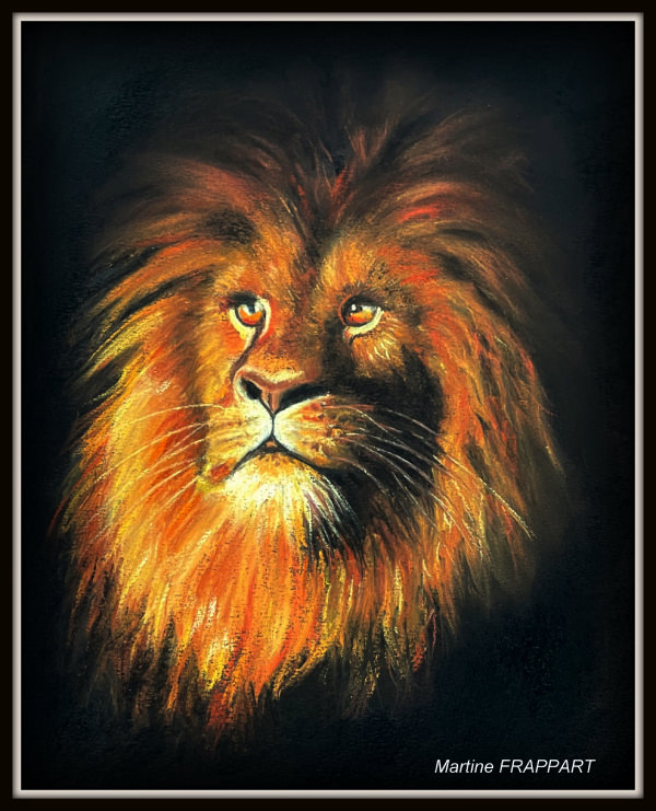 pastel portrait d'un lion