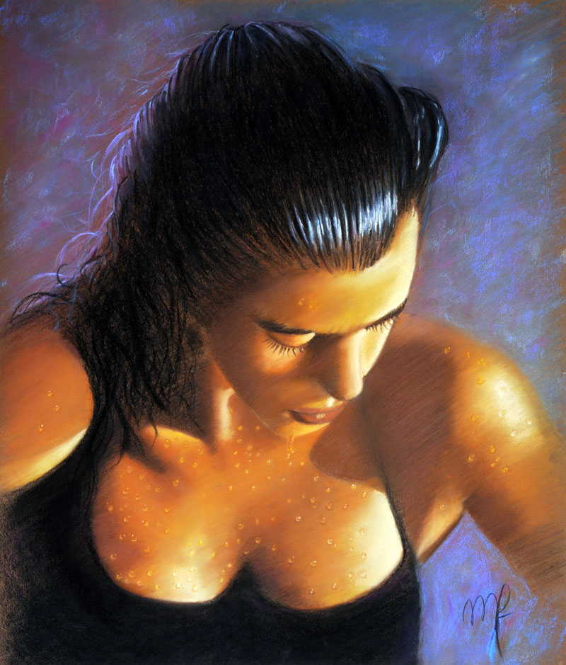 pastel portrait d'une nageuse