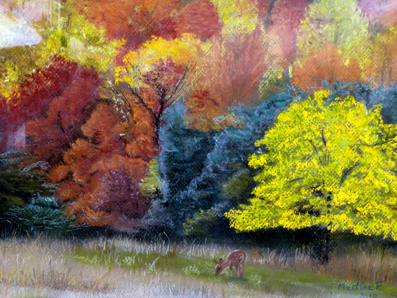 pastel d'un Paysage d'Automne