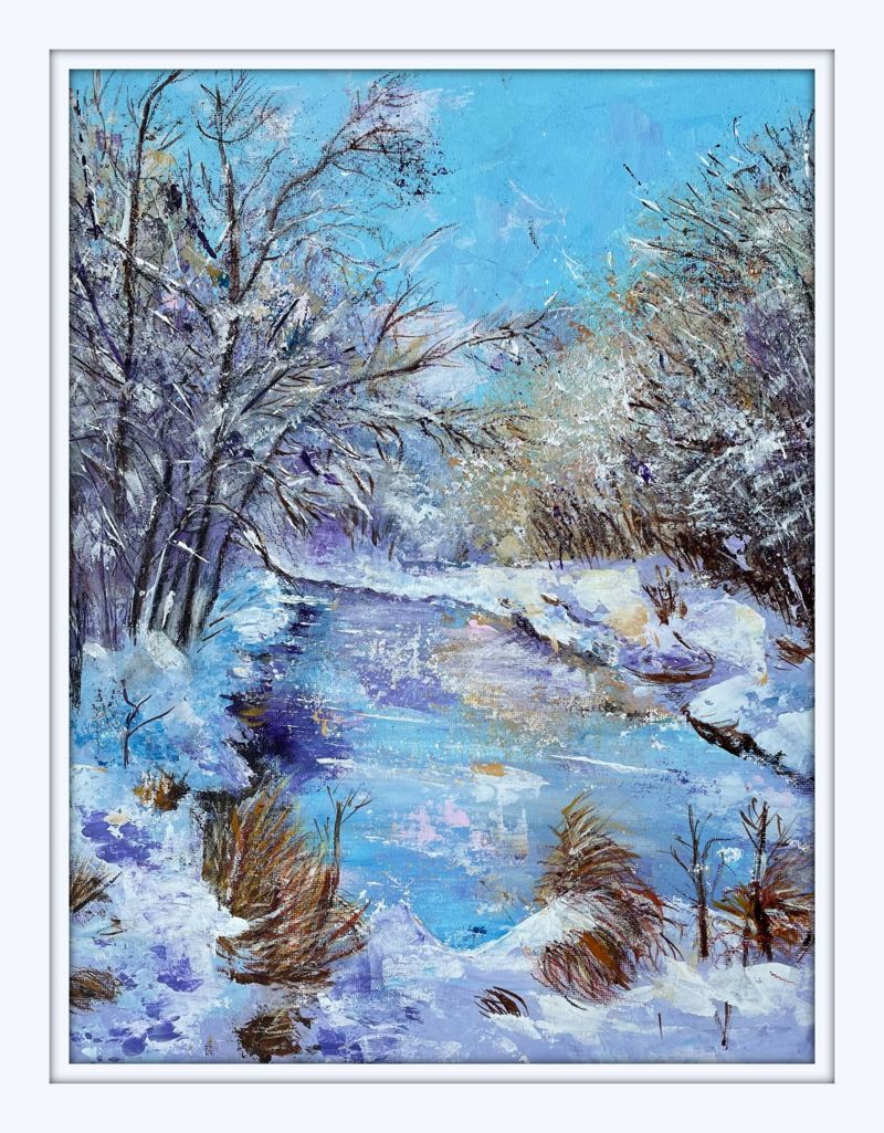 pastel d'un paysage d'hiver'