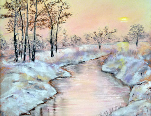pastel d'un paysage d'hiver