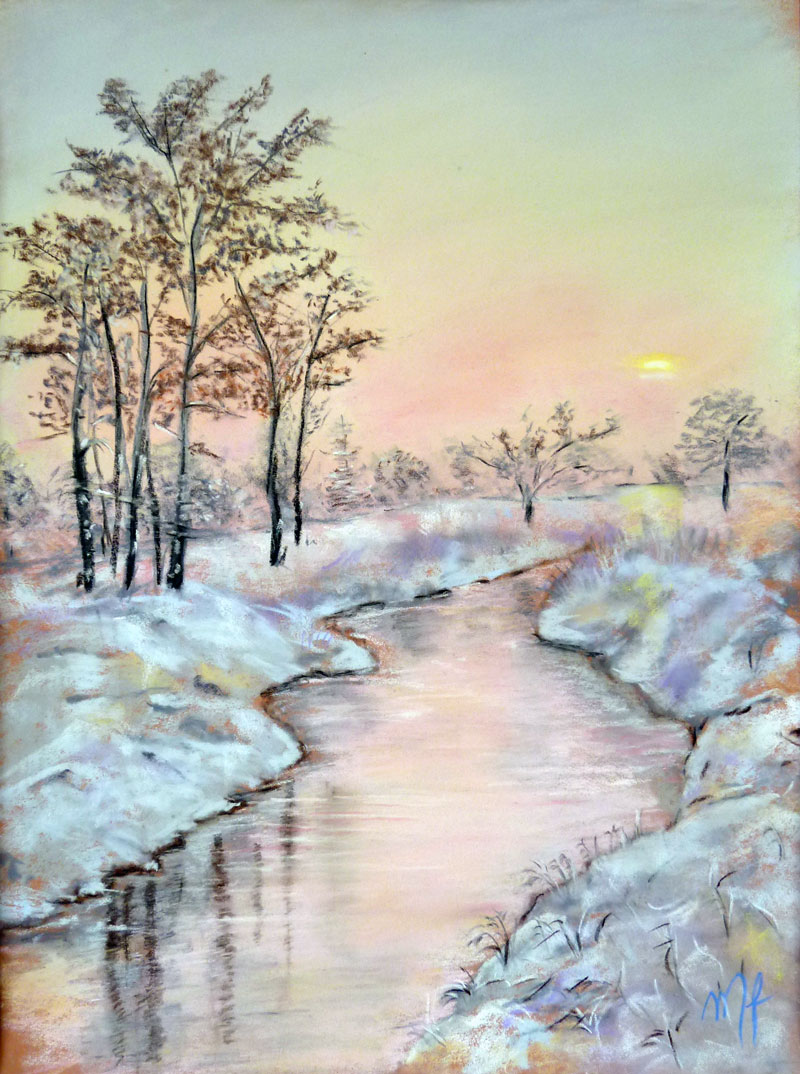 pastel d'un Paysage d'Hiver
