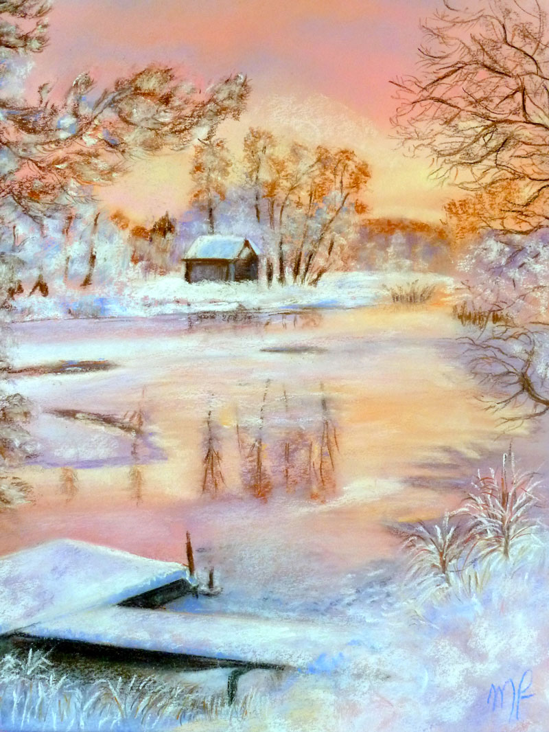 pastel d'un Paysage d'Hiver