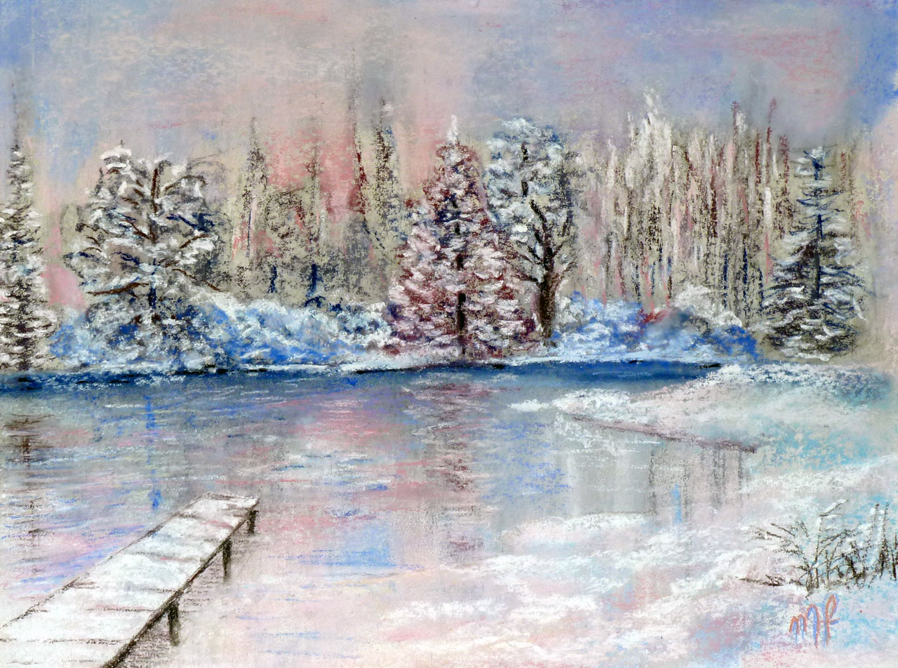 pastel d'un Paysage d'Hiver