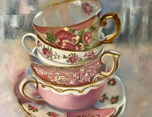 pastel d'un portrait de tasse de porcelaines