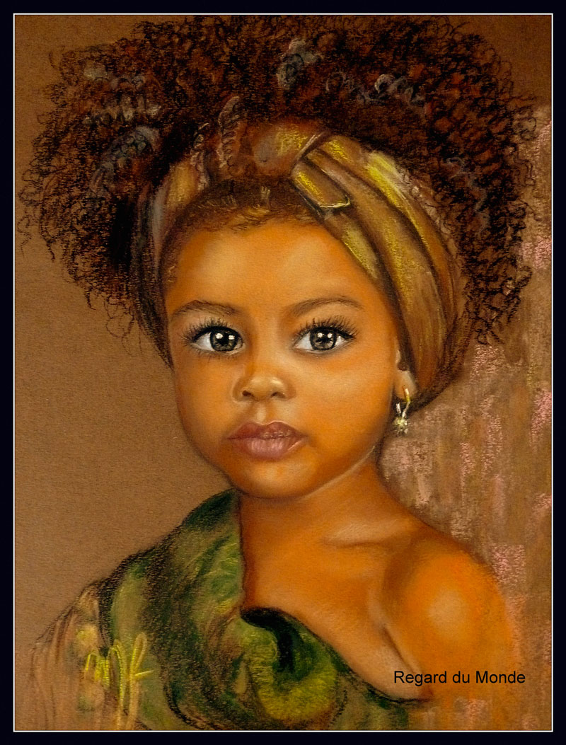 pastel portrait d'une petite fille