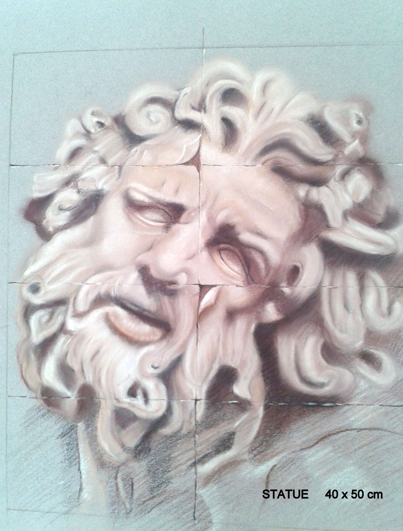 pastel d'une Statue